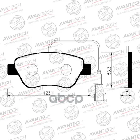 Колодки тормозные дисковые Avantech передние (С датчиком) Замена для арт. AV1605