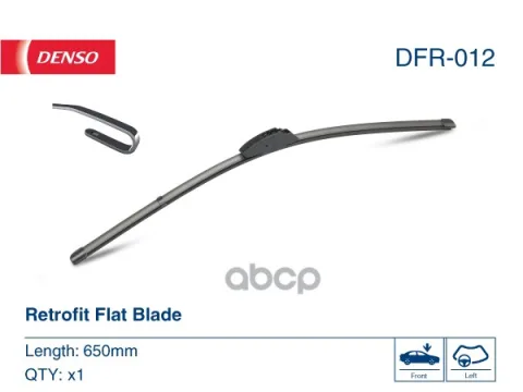 Щетка стеклоочистителя 650мм бескаркасная (DENSO) Flat — фотография товара