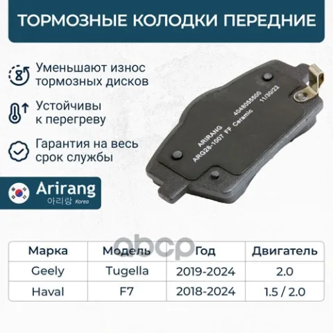 Колодки дискового тормоза перед.