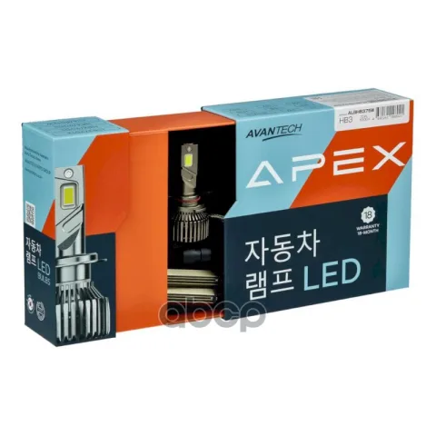 Лампа светодиодная серия "APEX" головного света, HB3, 75 Ватт, 6500К, 7000lm комплект 2 шт.