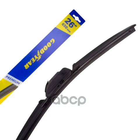 Щетка стеклоочистителя 650мм бескаркасная (Goodyear) Premium 9 переходников