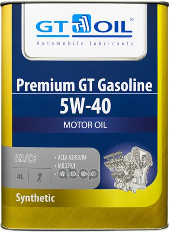 Масло моторное GT OIL Premium GT Gasoline 5W-40 API SN,SM/CF 4л 8809059407226