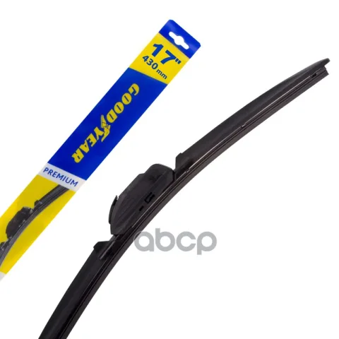 Бескаркасная щетка стеклоочистителя Goodyear PREMIUM 17 /43 cm всесезонная, 8 переходников