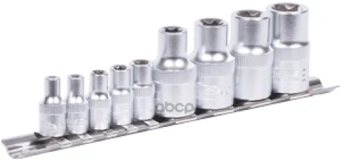 Набор головок 1/2", 1/4" TORX (Е) 9 предм. (1/2" (Е10,12,14,16); 1/4" (Е4,5,6,7,8))