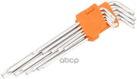 Набор ключей TORX  9 шт с отверстием длинных (Т10,Т15,Т20,Т25,Т27,Т30,Т40,Т45,Т50) (АвтоДело)