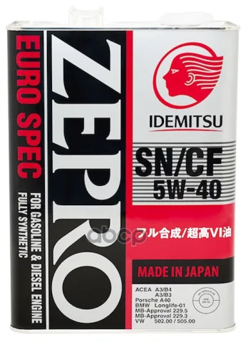 Масло моторное IDEMITSU Zepro Euro Spec 5W-40 4л.