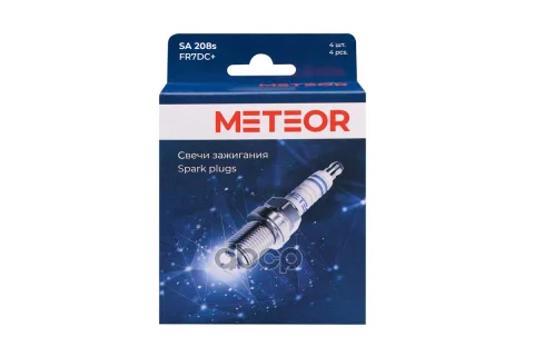 Свеча зажигания METEOR (комплект 4шт-картон) blue line (FR7DC+)(BOSCH 0242235666) никель-иттрий