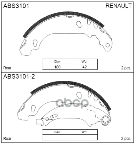 Колодкиторм. барабан. RENAULT Logan 04-15, Clio 1990-14, Sandero 07-13, Symbol 08-14