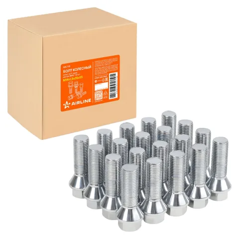 Болт колесный M14x1,5x35x55, конус, кл.17, хром BMW (AIRLINE)