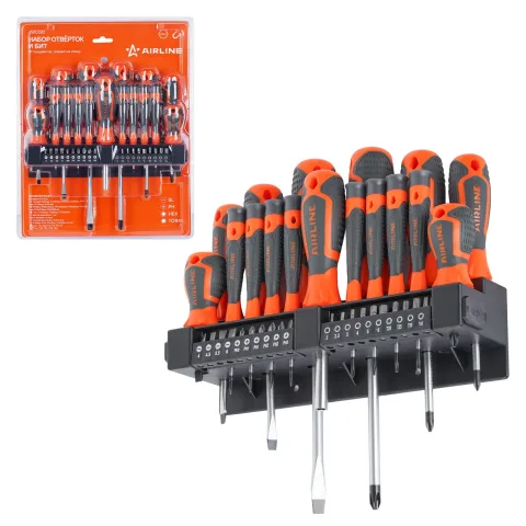 Набор отвёрток и бит 37пр. подвес на стену (SL, PH, HEX, TORX) блистер (ATAU042)