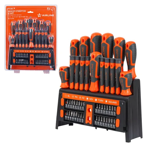 Набор отвёрток и бит 50пр. в подставке (SL, PH, PZ, HEX, TORX, SQUARE) блистер (ATAU045)