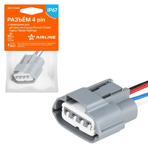 Разъём 4 pin с проводами для датчика кислорода Renault Duster, Kaptur, Nissan Qashqai (AECC464)