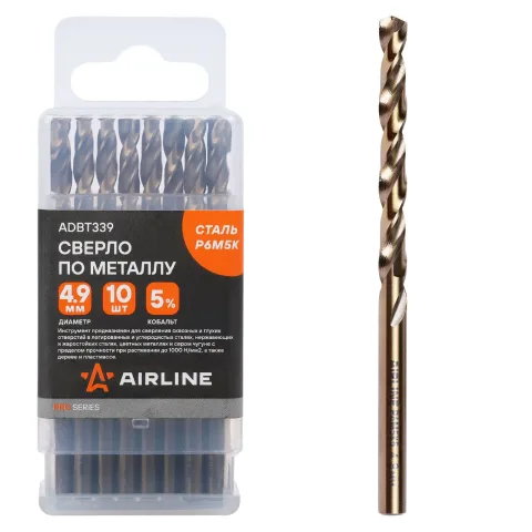 Сверло по металлу 4,9х86мм HSS-Co5% КОБАЛЬТ PRO (сталь P6M5К5) (ADBT339)