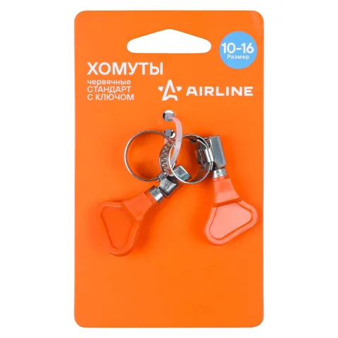 Хомуты 10-16/9мм, червячные с ключом,стандарт, W1(оцинк.) 2шт., подложка (AHCG051)