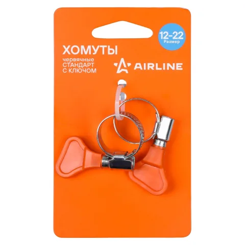 Хомуты 12-22/9мм червячные с ключом, стандарт, W1(оцинк.) 2шт., подложка (AHCG052)