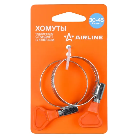 Хомуты 30-45/9мм, червячные с ключом, стандарт, W1(оцинк.) 2шт., подложка (AHCG056)