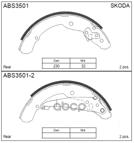 Колодки  торм. барабан. задние VW Caddy II / VW Jetta IV / VW Polo 10->  Polo V 09-14 / Skoda Octavi
