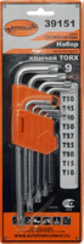 Набор ключей TORX  9 шт с отверстием (Т10,Т15,Т20,Т25,Т27,Т30,Т40,Т45,Т50) (АвтоДело)