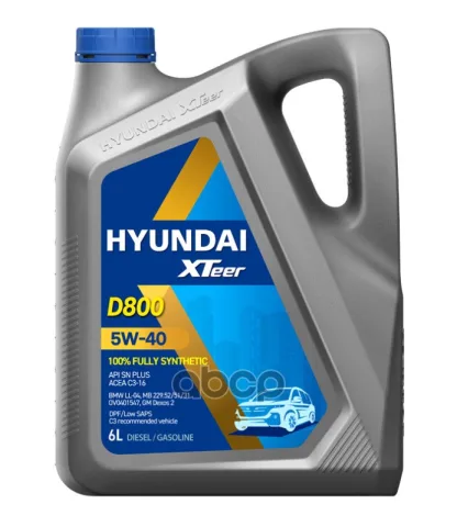 Масло HYUNDAI XTeer D800 5W-40 (Diesel Ultra) (6л) SN/CF