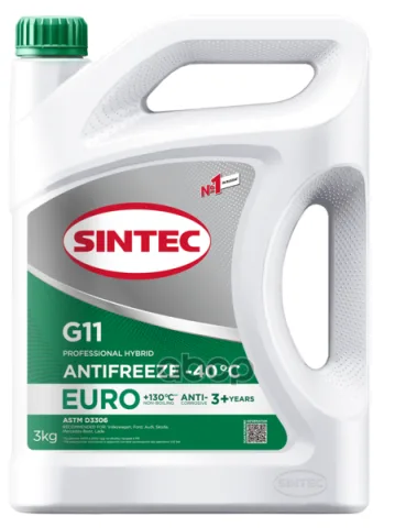 Антифриз Sintec Euro G11 green -40 3кг замена 990465