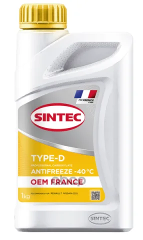 Антифриз SINTEC OEM France Type-D yellow -40 1кг