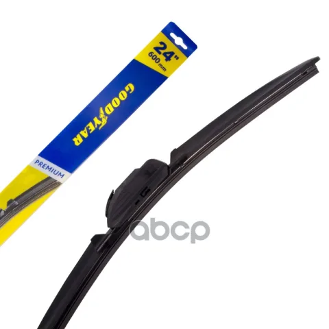 Щетка стеклоочистителя 600мм бескаркасная (Goodyear) Premium 9 переходников